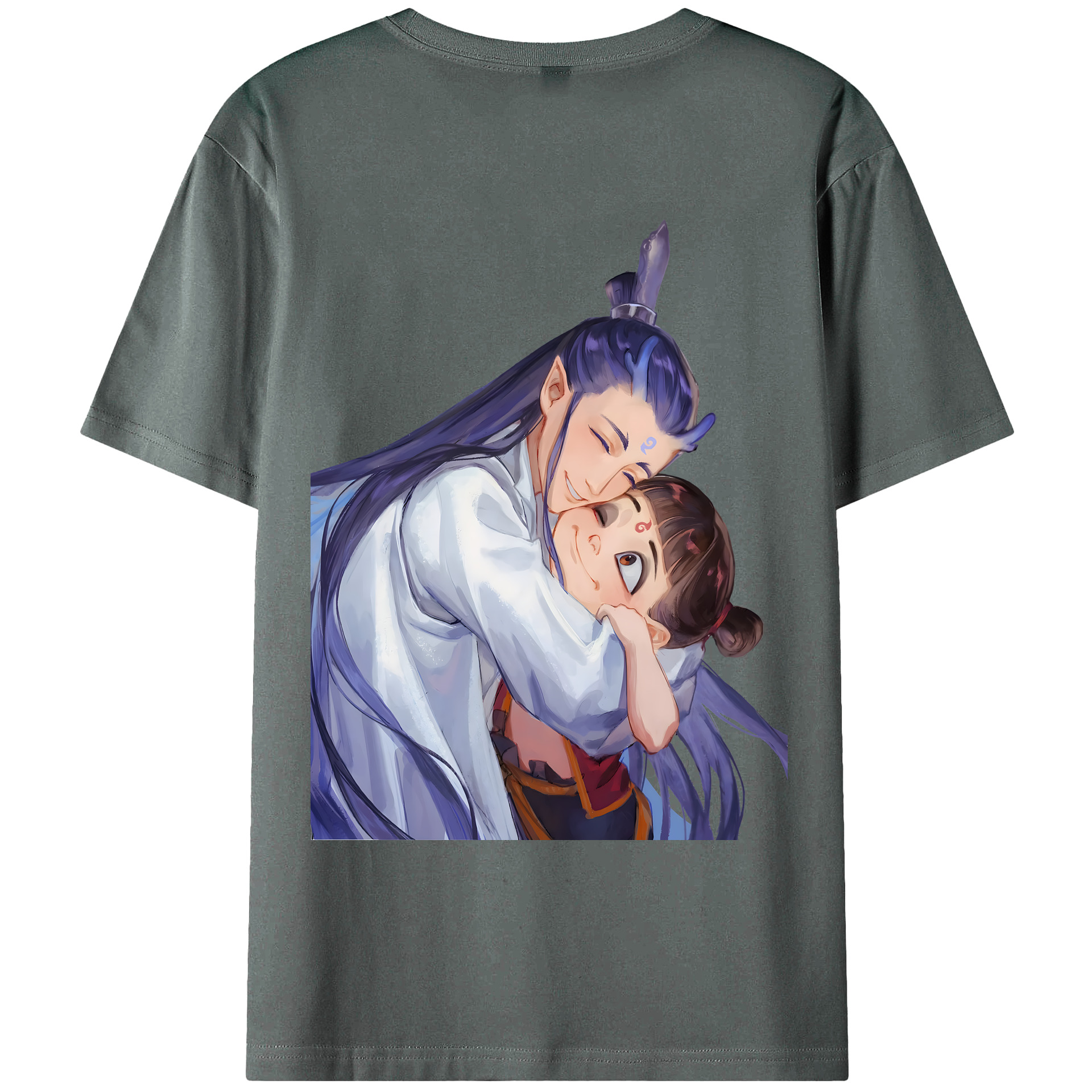 （画像用） Ne Zha 2 ナタ 魔童の大暴れ 綿100％ メンズ半袖Tシャツ（バックプリント） 通気性